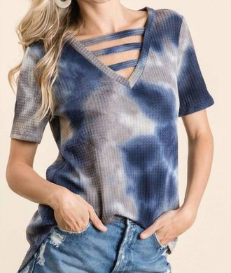 Bibi Harmony Strappy Tie Dye Top In Navy / Charcoal