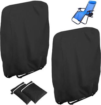 OEM 2 Fundas Plegables Para Tumbonas, Oxford, Resistentes Al Viento, Anti-uv, Impermeables, Para Jard&iacute;n, Fundas Para Tumbonas De Jard&iacute;n (negra)