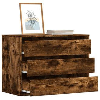 Berkfield Home Corner Chest of Drawers Smoked Oak 80x41x58 cm Engineered Wood in Brown | Size: 80 x 41 x 58 cm