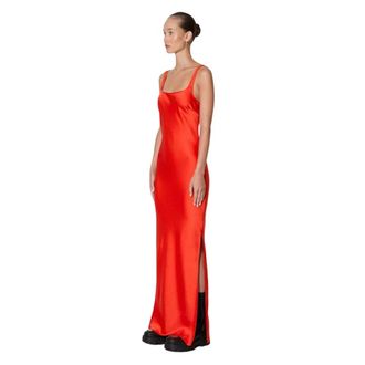 Sams&oslash;e & Sams&oslash;e Sunna Jurk - Dames - Avondkleed - Oranje - 2XS - Polyester - Kleedjes