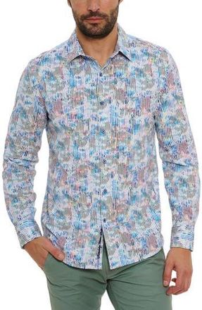 Robert Graham Delray Stripe Cotton Knit Button-Up Shirt in Multi at Nordstrom Rack, Size Small