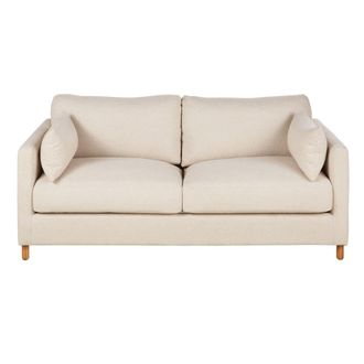 Maisons du monde Sof&aacute; cama de 3/4 plazas en tejido de poli&eacute;ster beige, colch&oacute;n de 14 cm