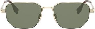 Fendi Sky 55mm Rectangular Sunglasses in Gold /Green at Nordstrom