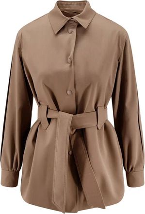 Max Mara Jassen, Dames, Bruin, M, Wol, Agenzia Korte Dubbelzijdige Cape