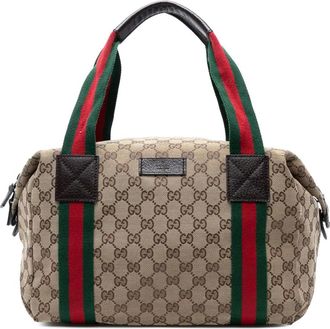 Gucci 2016-2025 GG Web Duffle Boston canvas tas - Bruin