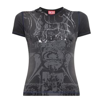 Diesel T-Shirts, female, Gray, Size: 2XS Top T-Uncuties-Long-R6