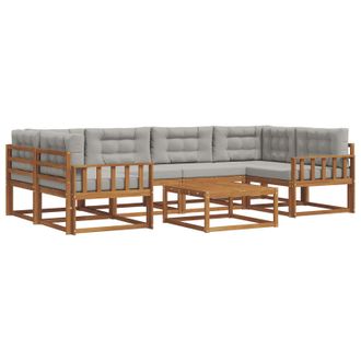 vidaXL Conjunto De Sof&aacute;s De Exterior 7 Pcs Gris Natural Y Claro Vidaxl