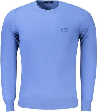 Cavalli Blauwe Gebreide Trui voor Mannen - Heren - Ronde hals truien - Blauw - XL - Polyester - Truien & Vesten