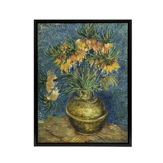 Artery8 Van Gogh Fritillaries In Copper Vase Framed Canvas Wall Art Print | Size: W24 x H32