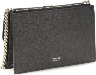 Tom Ford Womens Chain Shoulder Bag Black Calf Leather