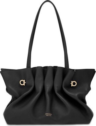 Ferragamo Black Soft Medium Shoulder Bag