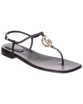 Gucci Gg Leather Flat Sandal