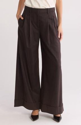 TWP Averyl High Waist Wide Leg Wool Blend Pants in Espresso at Nordstrom Rack, Size 6