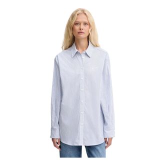 Guess Dames, Blouses & Shirts, Blauw, Maat: XS Katoen