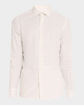 Ermenegildo Zegna Mens Cotton Check Sport Shirt