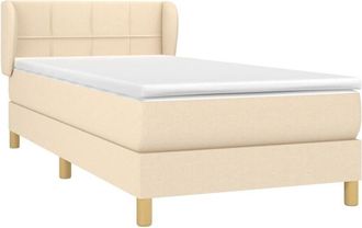 vidaXL Cama Box Spring Con Colch&oacute;n Tela Color Crema 100x200 Cm Vidaxl