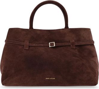 Manu Atelier Stijlvolle tassen met metalen gespband - Dames - Handtassen - Bruin - ONE Size - Su&egrave;de - Tassen