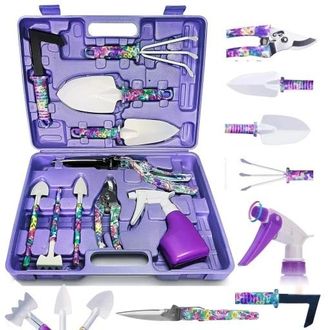 OEM Estuche Para Herramientas De Jardiner&iacute;a Para Mujer - Juego De 10 Piezas, Color Morado