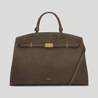 DeMellier The Hudson in Hazel Suede & Hazel Smooth Leather Tote & Work bag