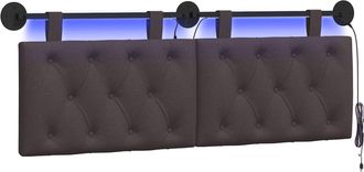 vidaXL Cabecero Colgante Con Luz Led Marr&oacute;n Oscuro Tela Vidaxl