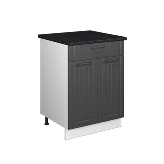 Vicco Mueble Bajo Para Fregadero/placa Fame-line, Gris Oscuro/blanco, 60 Cm Con Caj&oacute;n, Et Antracita, Vicco