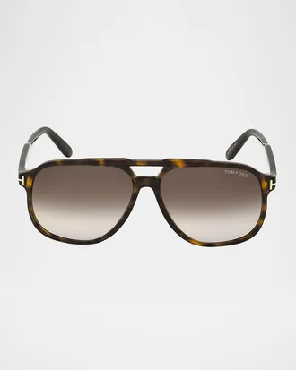 Tom Ford Men & apos;s Raoul Gradient Tortoiseshell Aviator Sunglasses