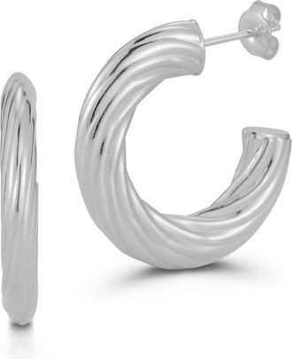 Glaze Jewelry Sterling Silver Thin Twist Hoops