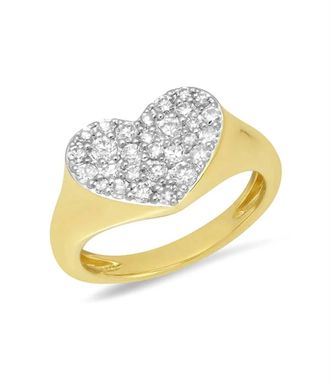 Eriness Smushed Heart Pinky Ring In Diamond And Gold
