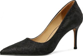 EDEFS Womens 3.5 Inch Stiletto Heel Lace Court Shoes Designed for Wedding Parties Evening Events and Special Occasions Black UK5