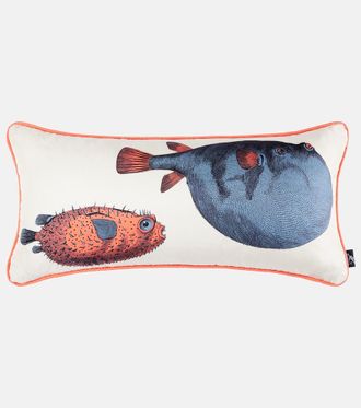 Fornasetti Pesci printed silk cushion