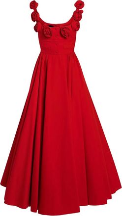 Giambattista Valli Abito lungo con decorazione rose - Rosso