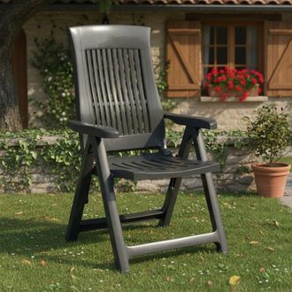 Dmora Silla De Exterior Heflin, Una Silla, Respaldo Reclinable Made In Italy, Multiposici&oacute;n, Negro Antracita