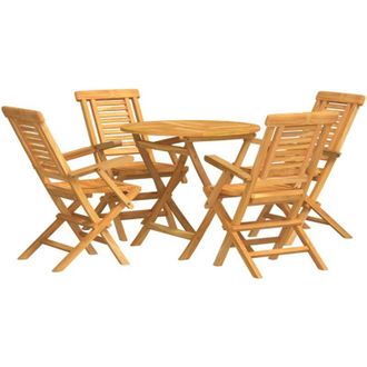 vidaXL Juego De Comedor Para Jard&iacute;n 5 Piezas Madera Maciza De Teca Vidaxl