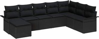 vidaXL Garden Sofa Set with Cushion 8 pcs Black Poly rattan vidaXL