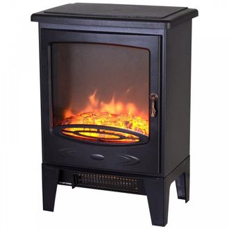 HOMCOM Electric Heater Freestanding Fireplace Artificial Flame Effect w/ Safety Thermostat 950w/1850W Tempered Glass Casing | TJ Hughes
