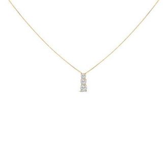 House of Brilliance 14K Gold 1/2 Cttw Lab Grown Diamond Three Stone Pendant Necklace in Yellow at Nordstrom