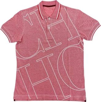Carolina Herrera Rood poloshirt met witte letters - Heren - Polos - Rood - S - Katoen - Tops