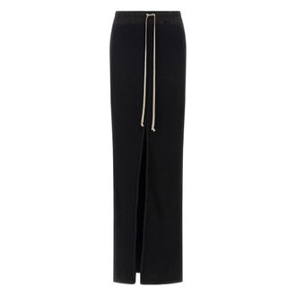 Rick Owens Zwarte Fleece Katoenen Rok met Koord - Dames - Maxi Rokken - Zwart - S - Katoen - Rokken