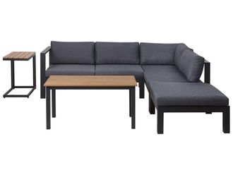 Beliani Conjunto esquinero de jard&iacute;n 5 plazas metal negro izquierda
