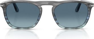 Persol Gae 55mm Square Sunglasses in Striped Grey Blue/azure Blue at Nordstrom