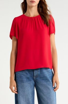 CeCe by Cynthia Steffe Shirred Tulip Sleeve Top in Luminous Red at Nordstrom, Size X-Small