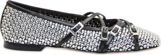 Mach & Mach Black Embellished Ballet Flats