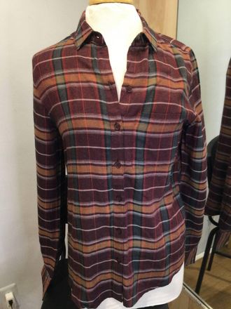 Beach Lunch Lounge Womens Charley Plaid Button Down Shirt In Berry Smash