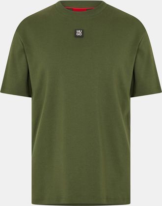 HUGO BOSS Hugo Heren Dalile Stacked T-shirt (Donkergroen)
