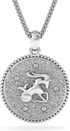 The Diamond Store Zodiac Capricorn Necklace Medallion Lab Grown 0.02ct in 925 Silver