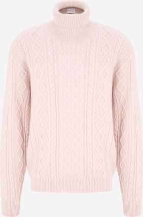 04651/ Zopfstrickpullover aus Wolle und Kaschmir mit Rollkragen Moulin&eacute;