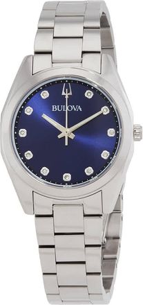 Bulova Surveyor Quartz Diamond Blue Dial Ladies Watch 96P229