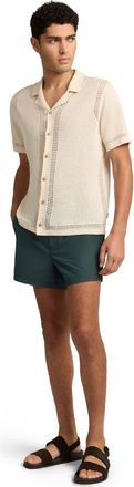 Onia Linen Knit Eyelet Camp Shirt in Natural Melange at Nordstrom, Size Medium