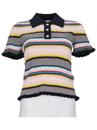 Casablanca Chevron Pattern Short-Sleeved Viscose-Blend Polo Shirt