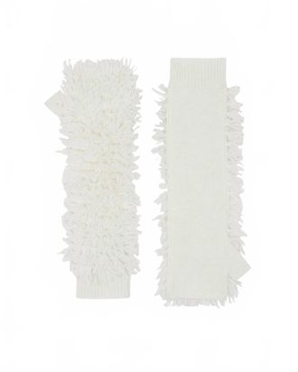 Kujten Womens Sotchi Yeti Cashmere Mittens Fingerless Gloves In Blanc Organic